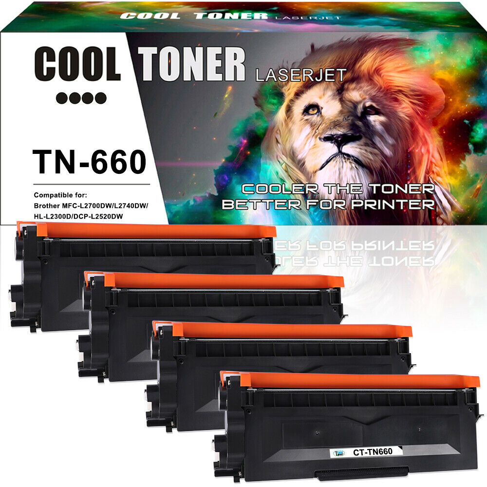 4PK Compatible for Brother TN660 TN630 Toner MFC-L2700DW HL-L2340DW HL-L2300D
