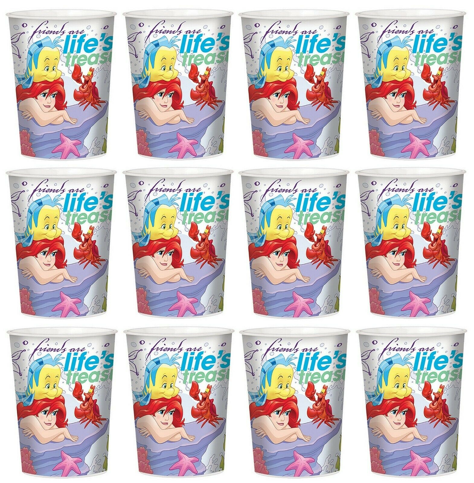 Disney Little Mermaid Ariel Plastic Cups Birthday Party Supplies 16oz 12pc