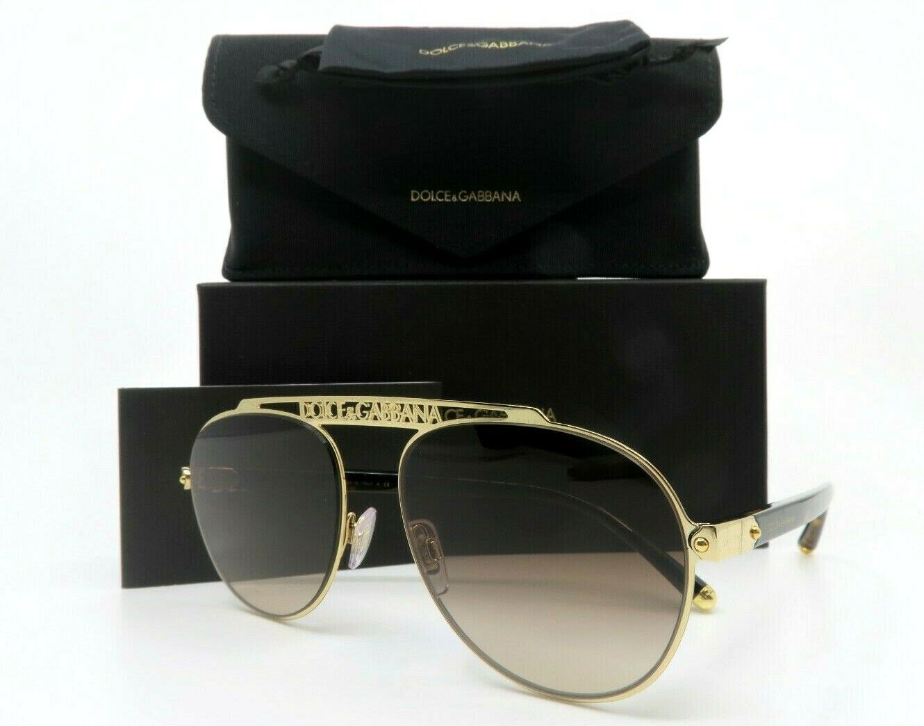 Dolce & Gabbana Aviator Gold Havana Women Sunglasses, New W/Box DG2235 ...