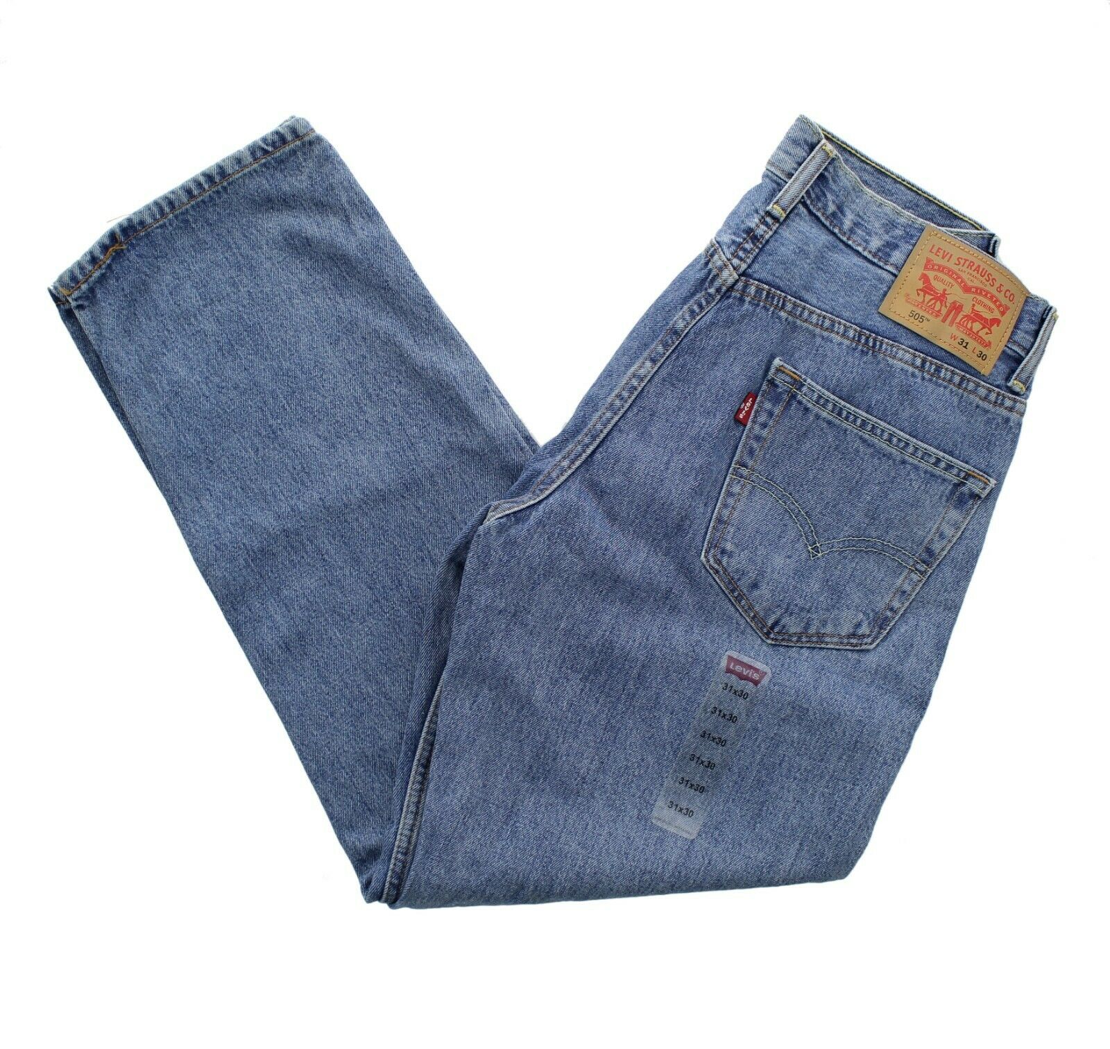 Levi’s Men’s 505 Jeans Regular Fit Denim Blue Jean Pants Tapered or ...
